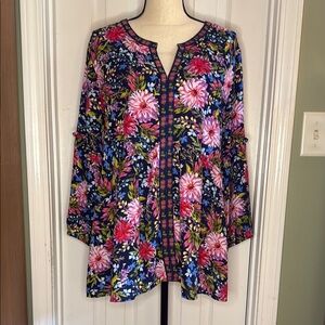 The Pioneer Woman Pink and Blue Graphic Tunic with 3/4 Sleeves